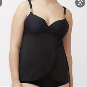 Lane Bryant Cacique Black Swim Top